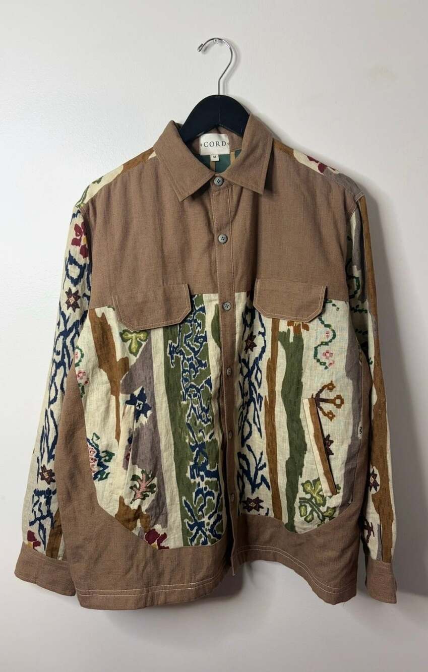 CORD Patchwork Printed Woven Button-Down Long Sleeve Shirt Jacket Shacket